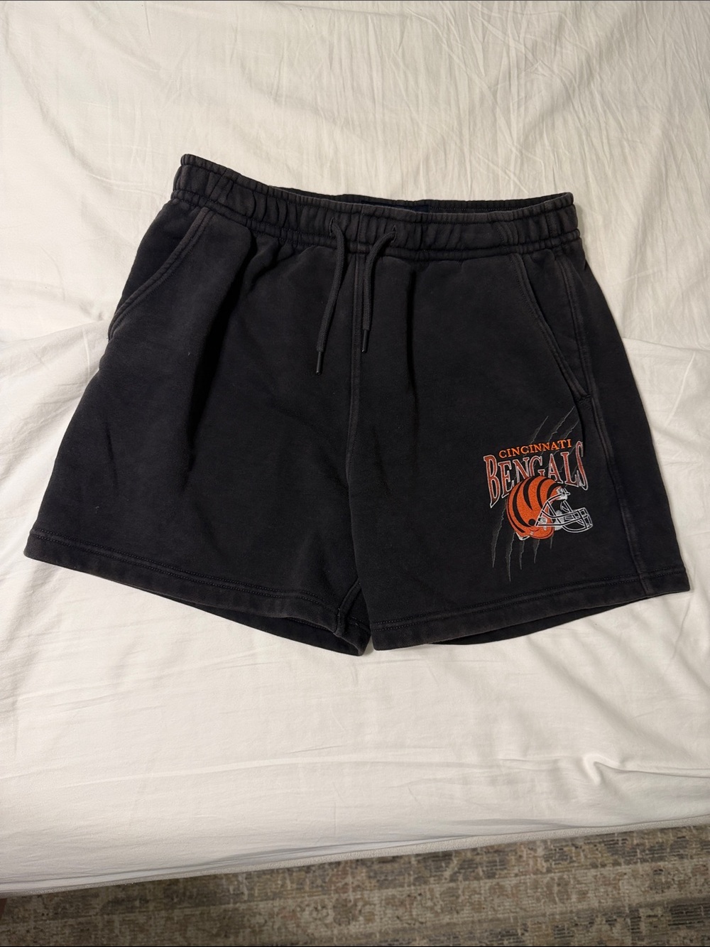 Abercrombie & Fitch Black Athletic Shorts with Bengals Team Logo
